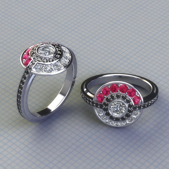 Poke Engagement Ring with Real Gems