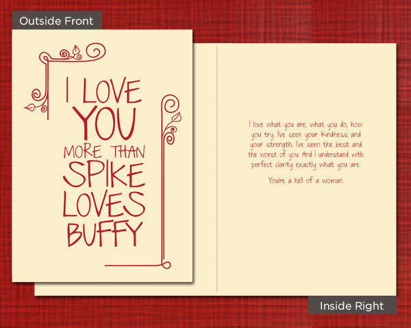 Spike Loves Buffy, Valentine's Day Card, 5x7 inch Spike Loves Buffy, Valentine's Day Card, 5x7 inch