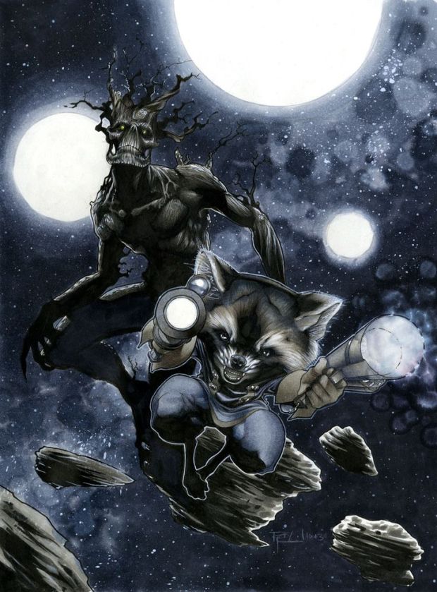 Rocket Raccoon and Groot by Richard Cox