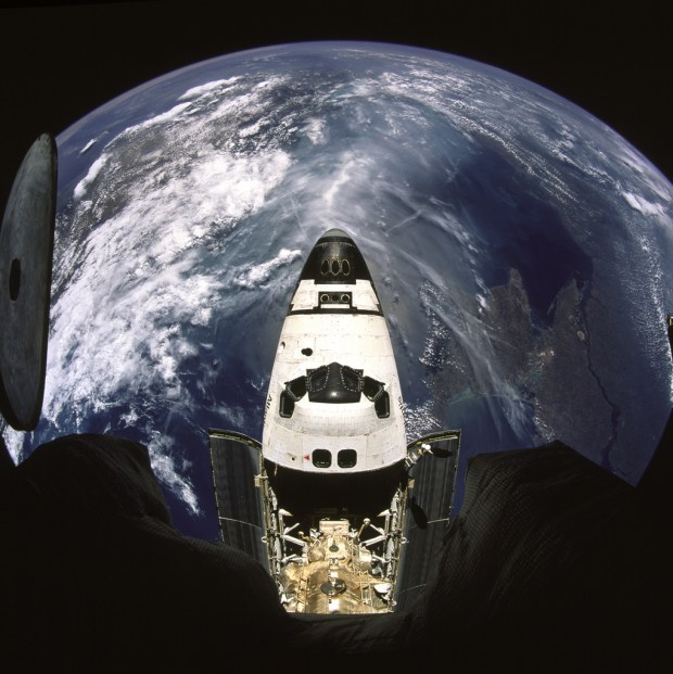 Beautiful Earth and NASA's Space Shuttle Atlantis (STS-71), July 2, 1995 at 11:40:12 GMT As Seen From the Russian Federation Mir Space Station