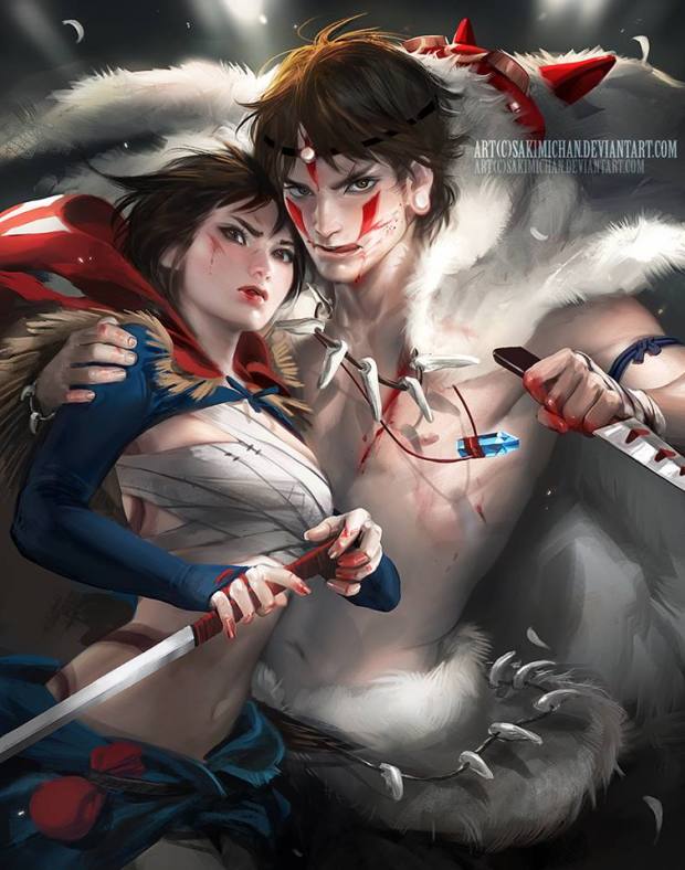 Male version of Princess Mononoke and Female version of Ashitaka (Princess Mononoke)