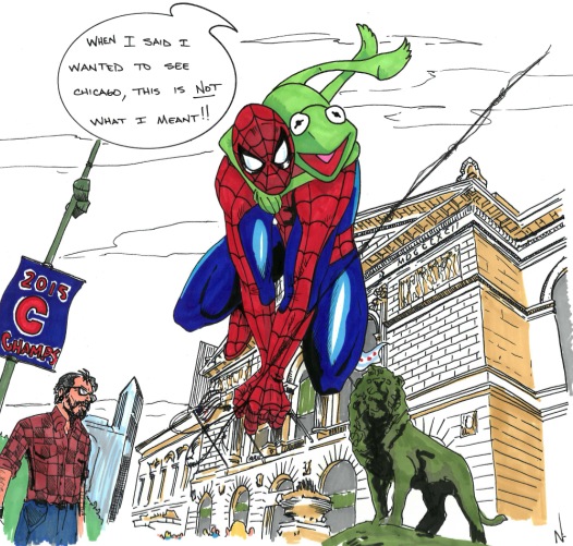 Spider-Man and Kermit by Nelson Flores