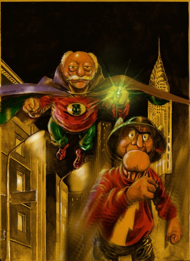 Statler and Waldorf as Golden Age Flash and Green Lantern by Nick Perks