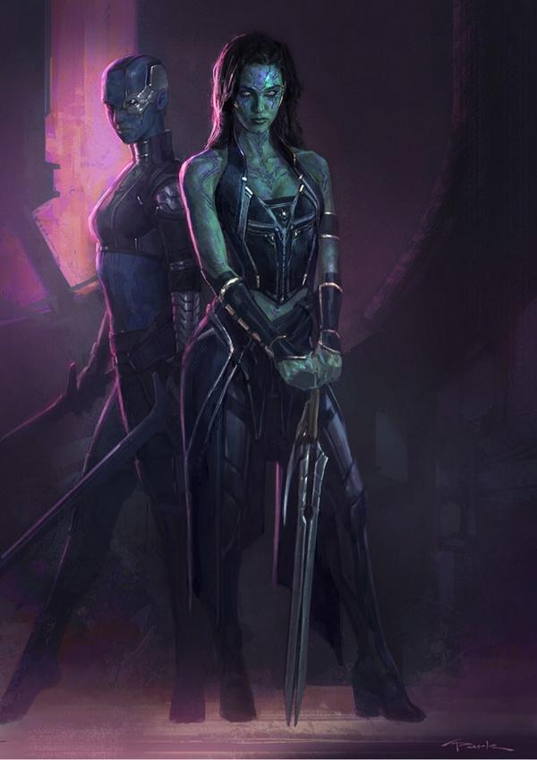 Nebula and Gamora_Concept Art by Andy Park