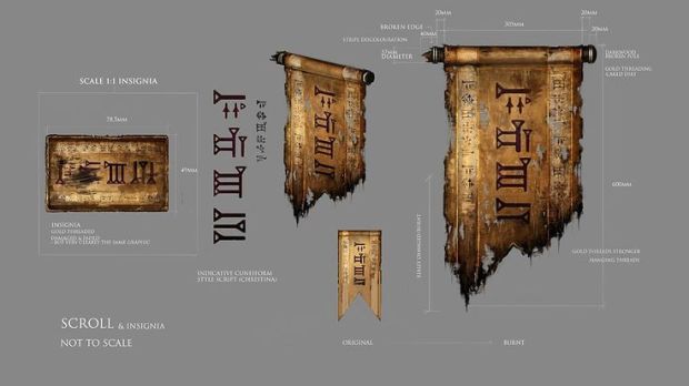 Scroll and insignia.