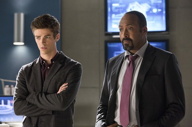 The Flash -- "Things You Can't Outrun" Pictured (L-R): Grant Gustin as Barry Allen and Jesse L. Martin as Detective Joe West -- Photo: Jack Rowand/The CW -- ÃÂ© 2014 The CW Network, LLC. All rights reserved.