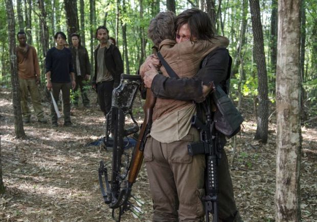 Carol Peletier (Melissa McBridge) and Daryl Dixon (Norman Reedus) in Episode 1 Photo by Gene Page/AMC
