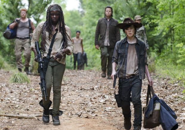 Michonne (Danai Gurira) and Carl Grimes (Chandler Riggs) in Episode 2 Photo by Gene Page/AMC