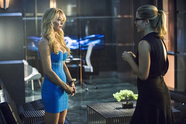 Arrow -- "The Secret Origin of Felicity Smoak" Pictured (L-R): Charlotte Ross as Donna Smoak and Emily Bett Rickards as Felicity Smoak -- Photo: Cate Cameron/The CW -- ÃÂ©2014 The CW Network, LLC. All Rights Reserved.