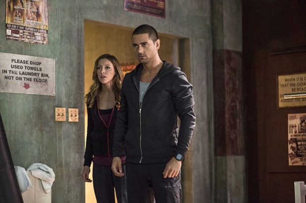 Arrow -- "Guilty" Pictured (L-R): Katie Cassidy as Laurel Lance and J.R. Ramirez as Ted Grant -- Photo: Ed Araquel/The CW -- é 2014 The CW Network, LLC. All Rights Reserved.