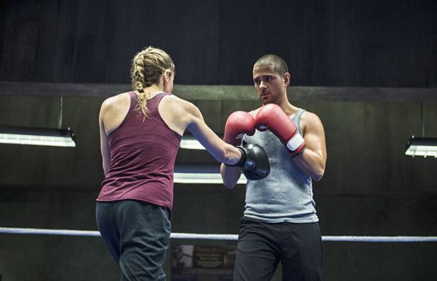 Arrow -- "Guilty" Pictured (L-R): Katie Cassidy as Laurel Lance and J.R. Ramirez as Ted Grant -- Photo: Ed Araquel/The CW -- é 2014 The CW Network, LLC. All Rights Reserved.