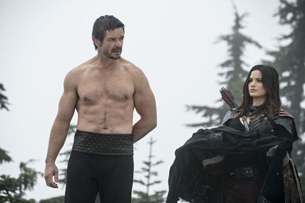 Arrow -- "The Climb" Pictured (L-R): Matt Nable as Ra's al Ghul and Katrina Law as Nyssa al Ghul -- Photo: Cate Cameron/The CW -- é 2014 The CW Network, LLC. All Rights Reserved.