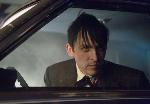 GOTHAM: Oswald Cobblepot (Robin Lord Taylor) uses his powers of persuasion to get out of a tight spot in the "The Fearsome Dr. Crane" episode of GOTHAM airing Monday, Feb. 2 (8:00-9:00 PM ET/PT) on FOX. ©2015 Fox Broadcasting Co. Cr: Jessica Miglio/FOX
