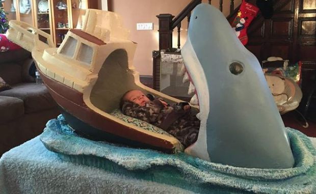 Jaws-themed baby bed