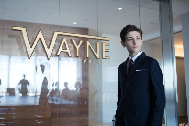GOTHAM:  Bruce Wayne (David Mazouz, R) meets with the Wayne Enterprises board members in the "The Blind Fortune Teller" episode of GOTHAM airing Monday, Feb. 16 (8:00-9:00 PM ET/PT) on FOX.  ©2015 Fox Broadcasting Co.  Cr:  Jessica Miglio/FOX