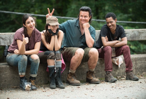Alanna Masterson, Christian Serratos, Josh McDermitt and Tyler James Williams - The Walking Dead _ Season 5, Episode 10 _ BTS - Photo Credit: Gene Page/AMC