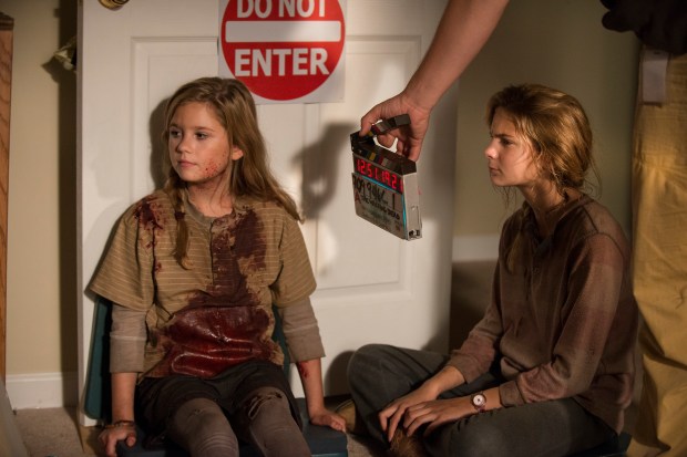Kyla Kenedy and Brighton Sharbino - The Walking Dead _ Season 5, Episode 9 _ BTS - Photo Credit: Gene Page/AMC
