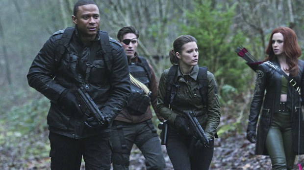 Arrow -- "Suicidal Tendencies" -- Image AR317_SG_0018 -- Pictured (L-R): David Ramsey as John Diggle, Michael Rowe as Floyd Lawton / Deadshot, Audrey Marie Anderson as Lyla Michaels, and Amy Gumenick as Carrie Cutter / Cupid -- Photo: The CW -- ÃÂ© 2015 The CW Network, LLC. All Rights Reserved.