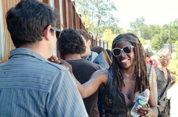 Danai Gurira - The Walking Dead _ Season 5, Episode 12 _ BTS - Photo Credit: Gene Page/AMC