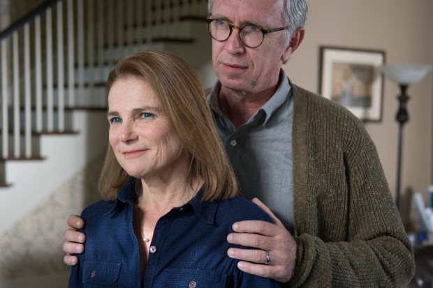 Tovah Feldshuh as Deanna Monroe and Steve Coulter as Reg - The Walking Dead _ Season 5, Episode 14 _ BTS - Photo Credit: Gene Page/AMC