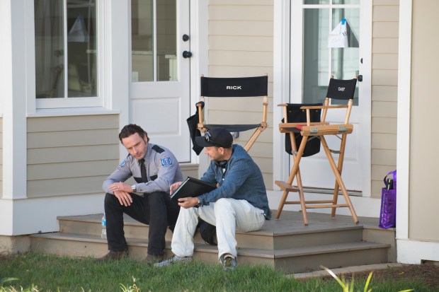 Andrew Lincoln - The Walking Dead _ Season 5, Episode 15 _ BTS - Photo Credit: Gene Page/AMC