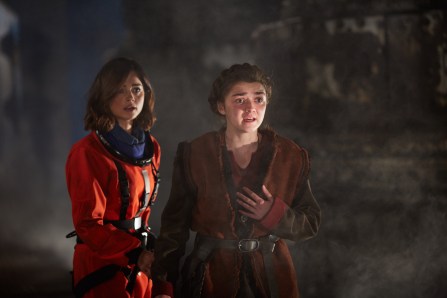 Picture shows: Jenna Coleman as Clara and Maisie Williams as Ashildre