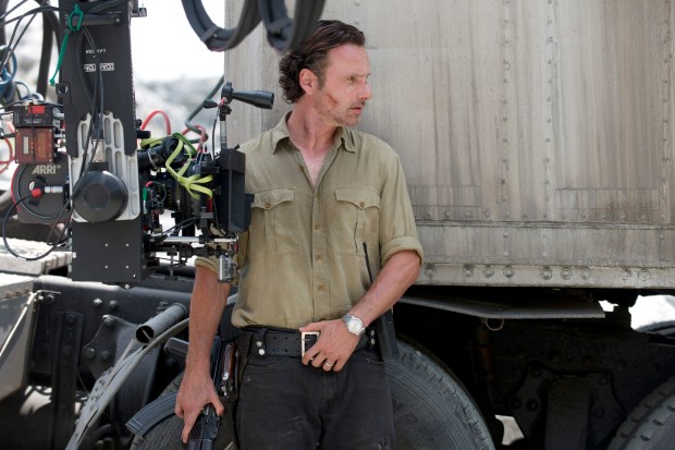 Andrew Lincoln as Rick Grimes - The Walking Dead _ Season 6, Episode 1 _ BTS - Photo Credit: Gene Page/AMC