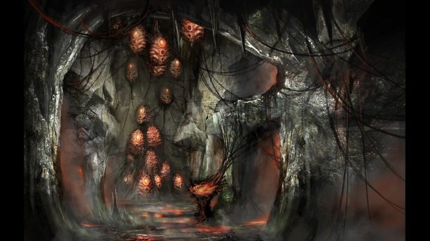 Concept art – Zygon cave.