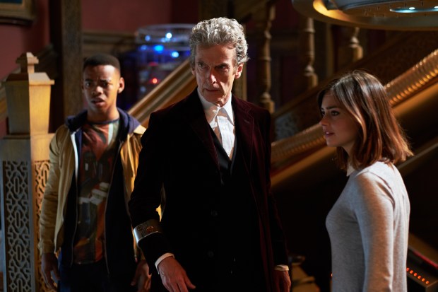 Picture shows: Joivan Wade as Rigsy, Peter Capaldi as the Doctor and Jenna Coleman as Clara