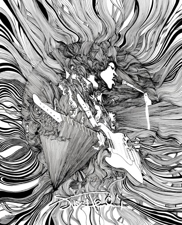 Jimi Hendrix_Alternate B&W_by Naja Conrad-Hansen