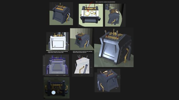 Concept art and measurements – teleporter controls.