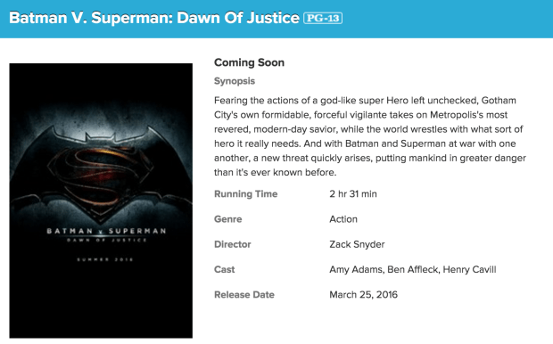 Batman V. Superman_Dawn Of Justice_Running TIme