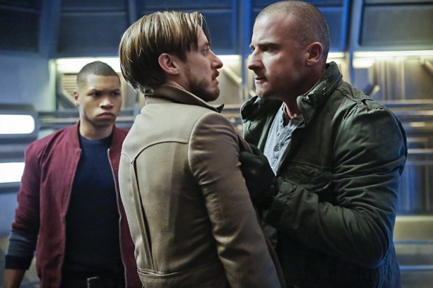 DC's Legends of Tomorrow -- "Marooned" -- Image LGN107B_0176b.jpg -- Pictured (L-R): Franz Drameh as Jefferson "Jax" Jackson, Arthur Darvill as Rip Hunter, and Dominic Purcell as Mick Rory / Heat Wave -- Photo: Bettina Strauss/The CW -- ÃÂ© 2016 The CW Network, LLC. All Rights Reserved.