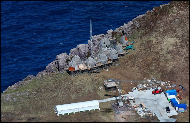 WORLD EXCLUSIVE.................... The almost completed fim set of an ancient Jedi Temple under construction at Ceann Sibeal in Kerry for the making of Star Wars Episode VIII. NO BYLINE PLEASE 30/APRIL/2016.