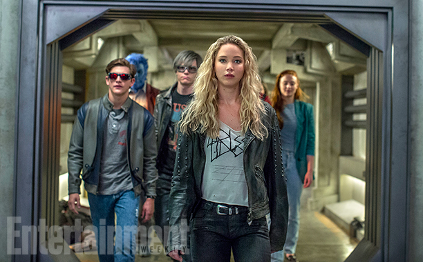 X-Men: Apocalypse (2016) L to R: Tye Sheridan, Kodi Smit-McPhee, Evan Peters, Jennifer Lawrence and Sophie Turner