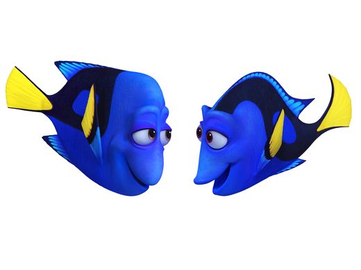 (L-R): CHARLIE (voice of Eugene Levy) and JENNY (voice of Diane Keaton) would do anything for their only child, Dory. They celebrate and protect her, striving to arm her with the skills she’ll need to navigate the world with a faulty memory. Jenny may appear cheerful and a little flighty—but she’s a protective mother and a smart role model. Charlie likes to joke around, but nothing is more important to him than teaching his memory-challenged daughter how to survive.