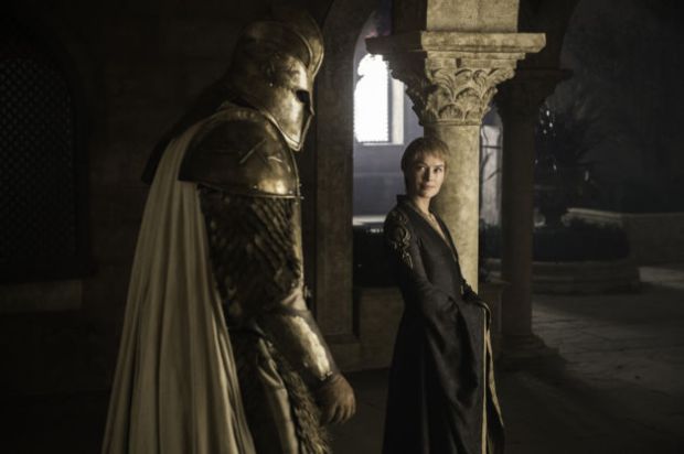 Hafþór Júlíus Björnsson as The Mountain and Lena Headey as Cersei Lannister Credit: Helen Sloan/HBO