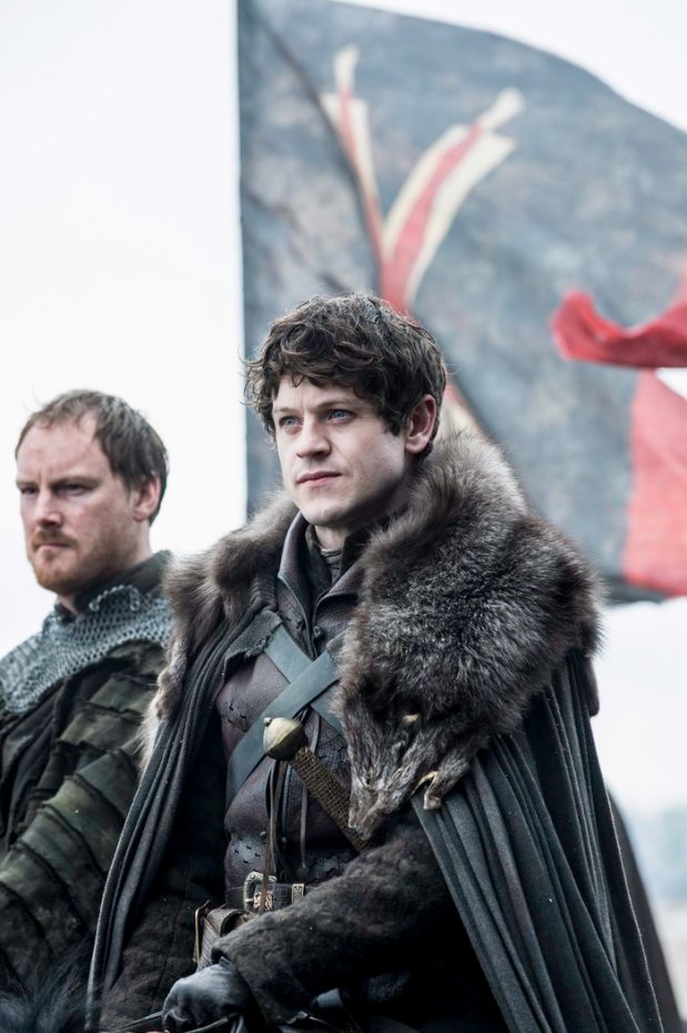 Iwan Rheon as Ramsay Bolton, with Paul Rattray as Harald Karstark